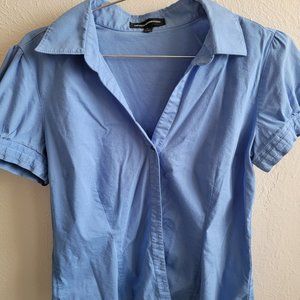 Express Design Studio Short Sleeve Button Blouse Light Blue